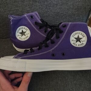 Purple and Black High-Top Converse Custom Sneakers, Nwot